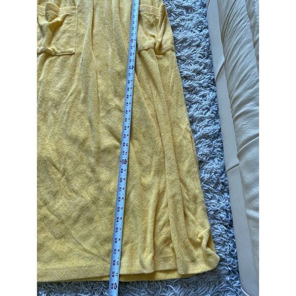Vintage Gertrude Davenport Dress Long Terrycloth Yellow Large Pocketed Maxi - Picture 9 of 9